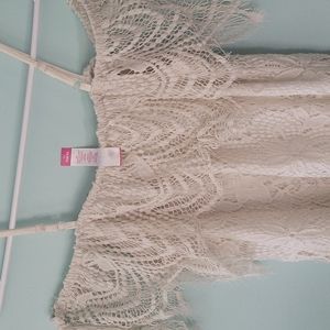 Girls White Lace Off-The-Shoulder Spaghetti Strap Top